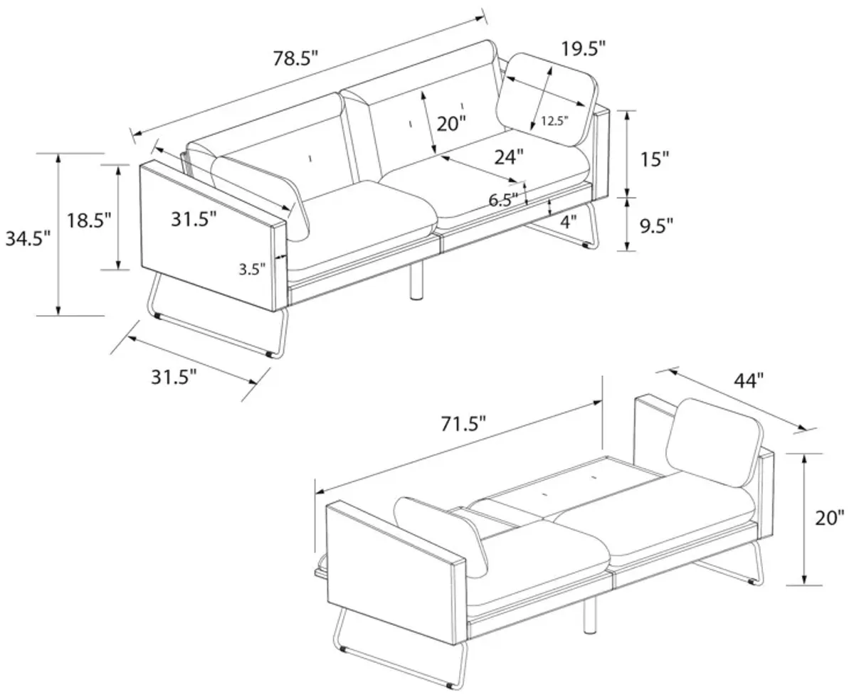 Neely Futon with Bolster Pillows