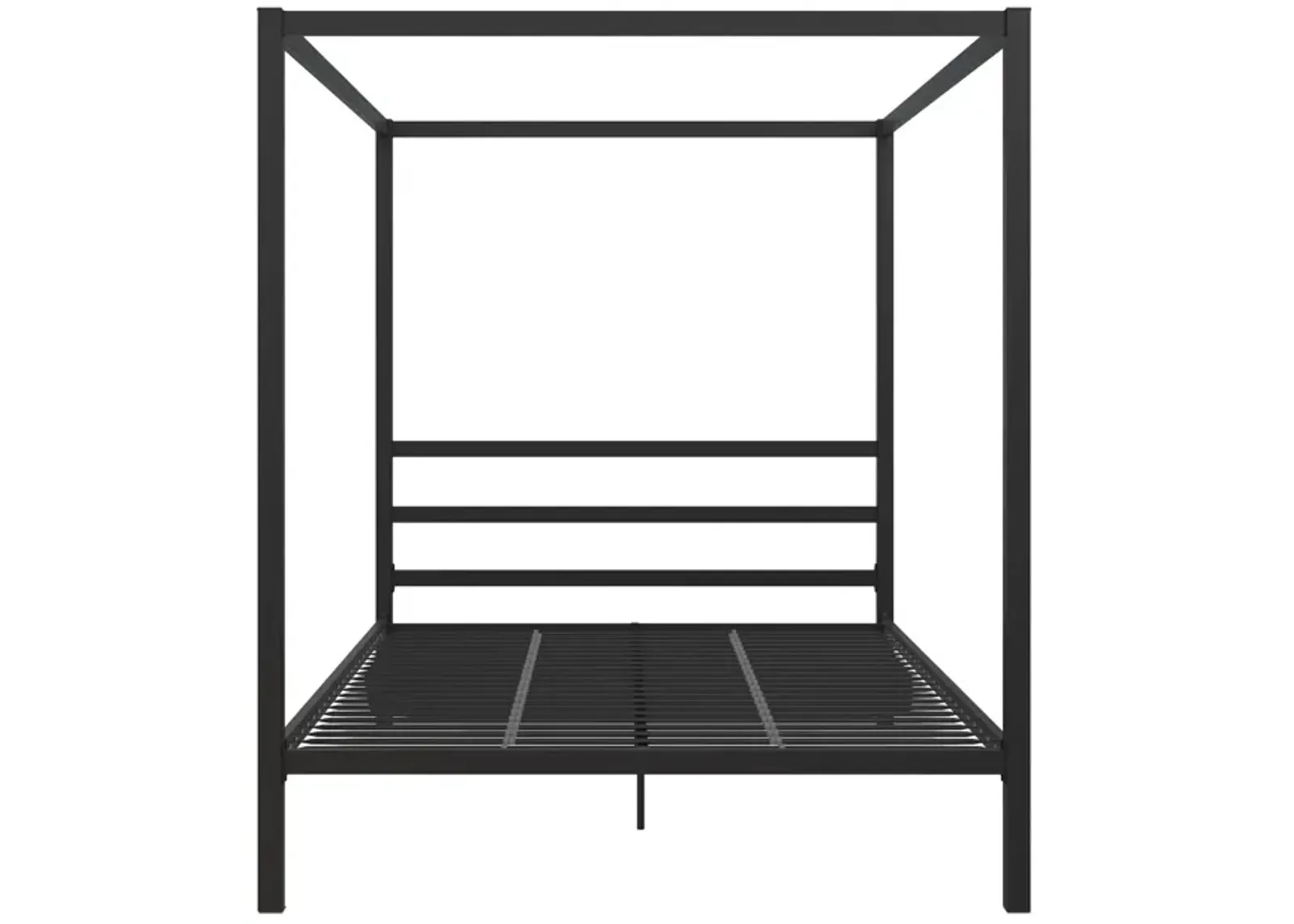 Modern Metal Canopy Bed with Sleek Built-In Headboard