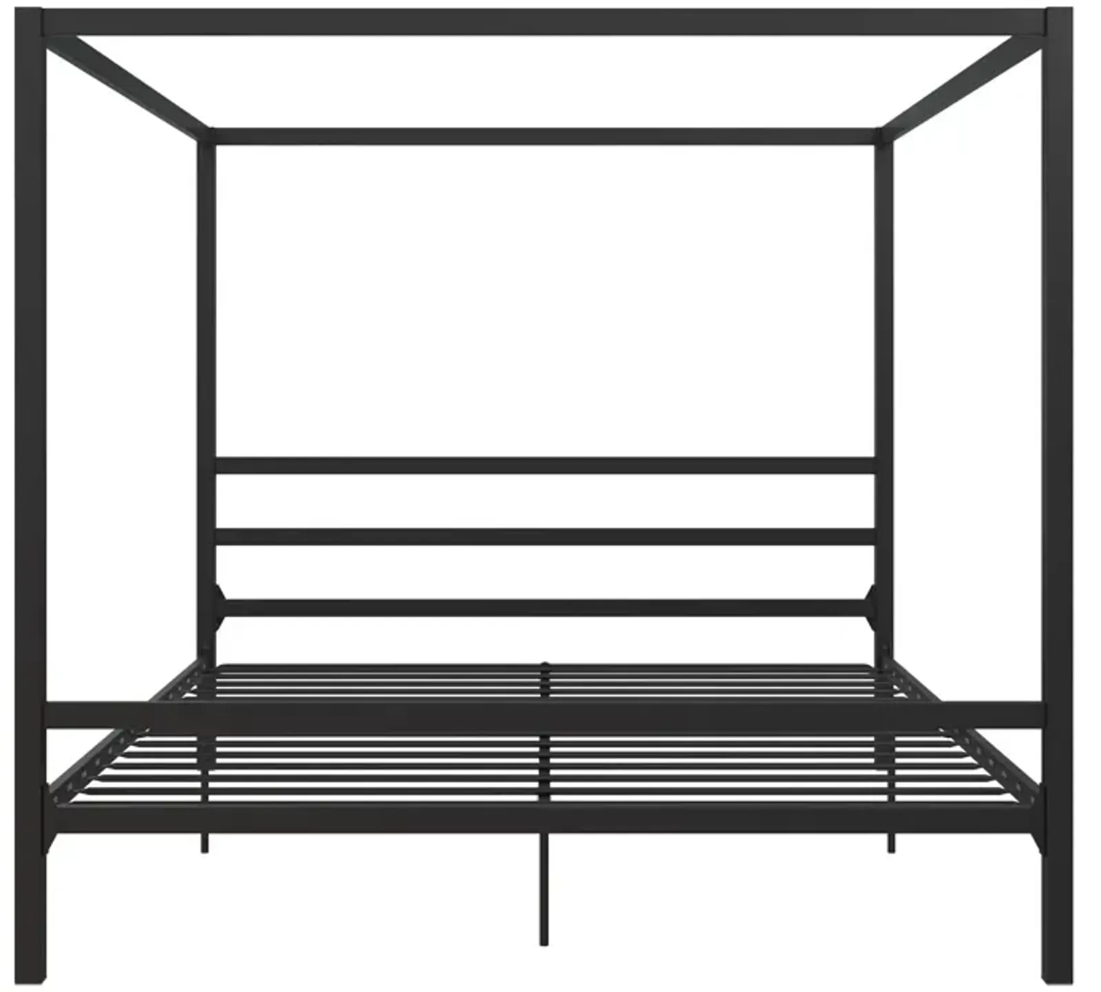 Modern Metal Canopy Bed with Sleek Built-In Headboard