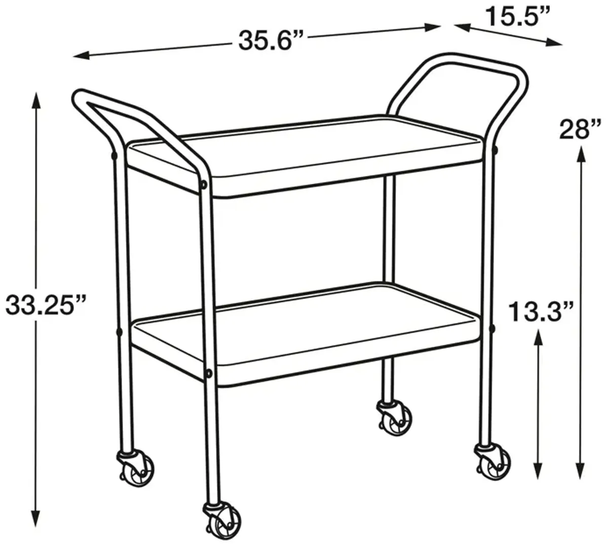 Stylaire 2 Tier Serving Cart