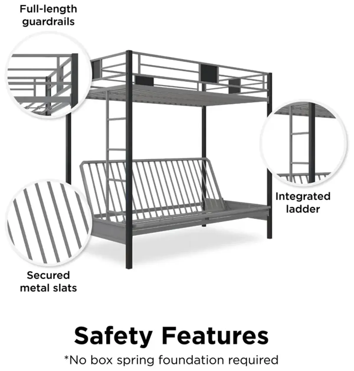 Silver Screen Twin/Futon Metal Bunk Bed