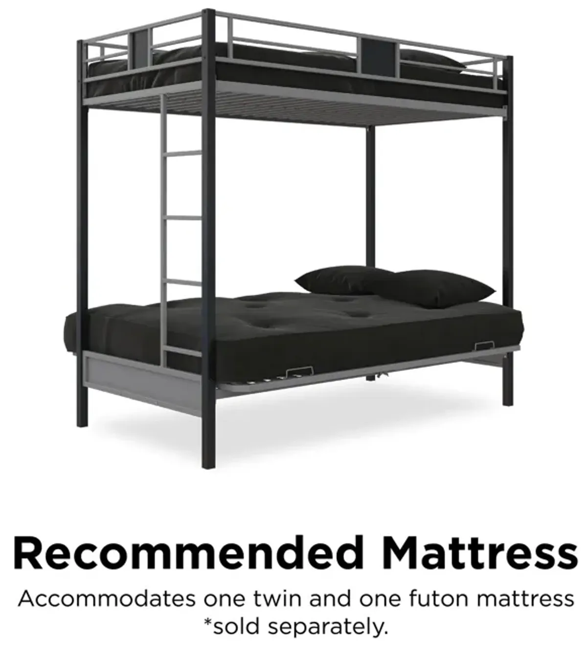 Silver Screen Twin/Futon Metal Bunk Bed