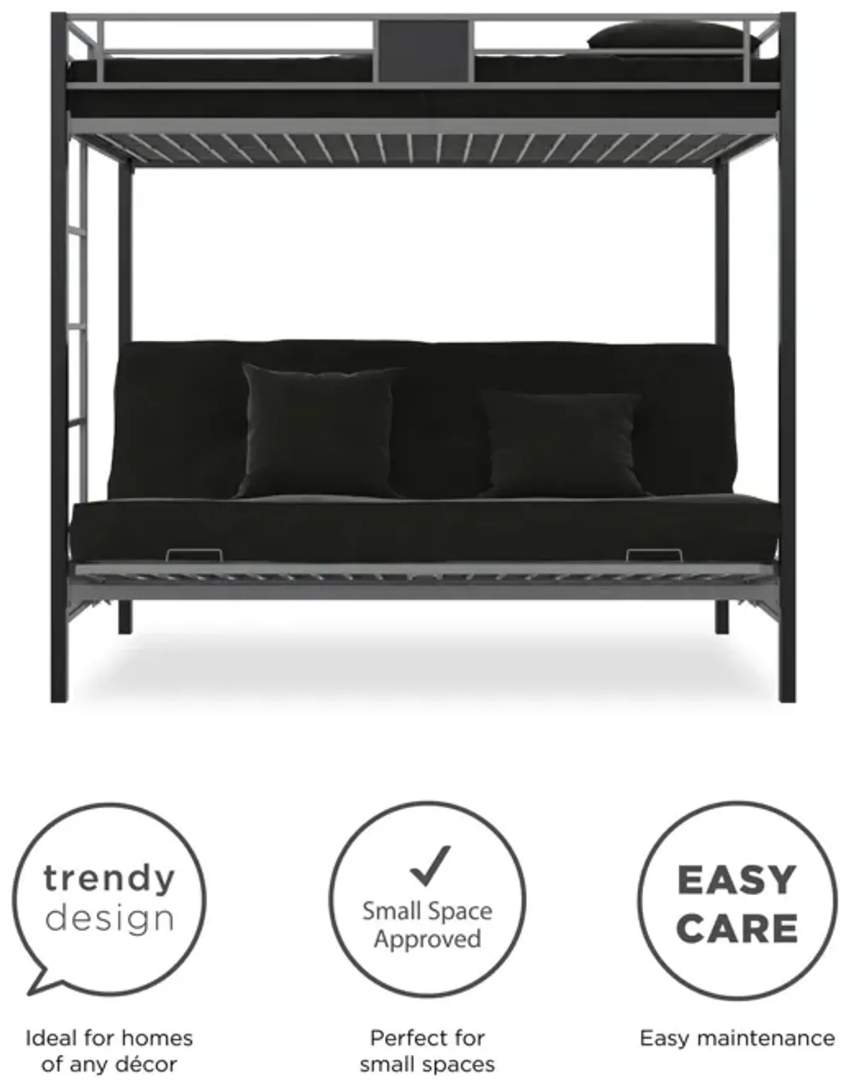 Silver Screen Twin/Futon Metal Bunk Bed