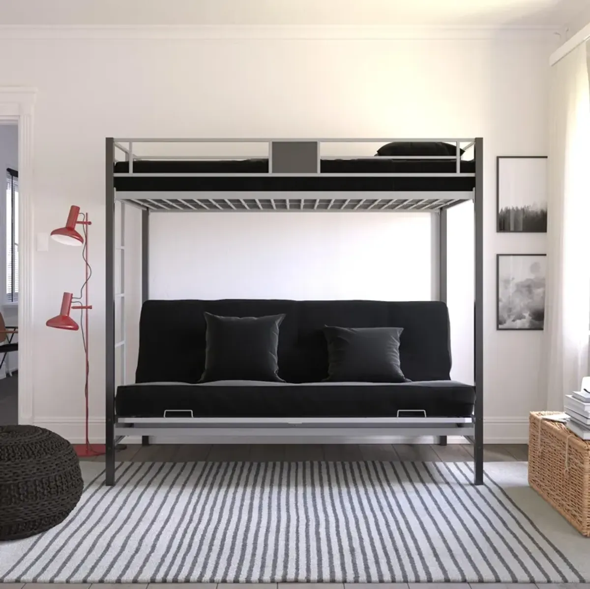 Silver Screen Twin/Futon Metal Bunk Bed