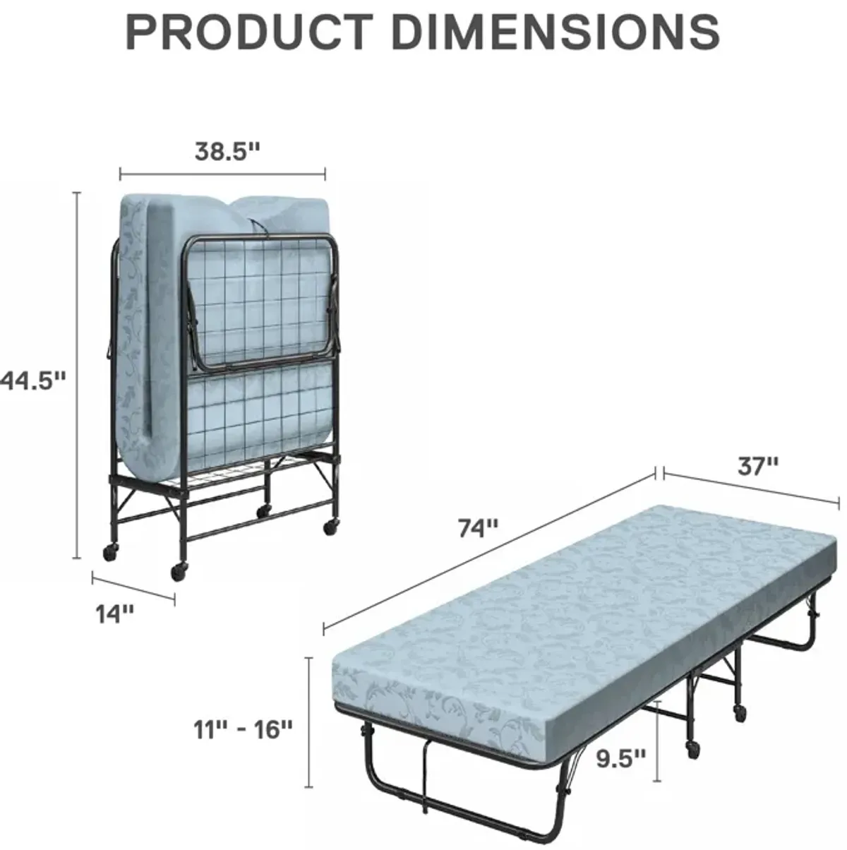 Barry Folding Cot Guest Bed with 4 Inch Mattress