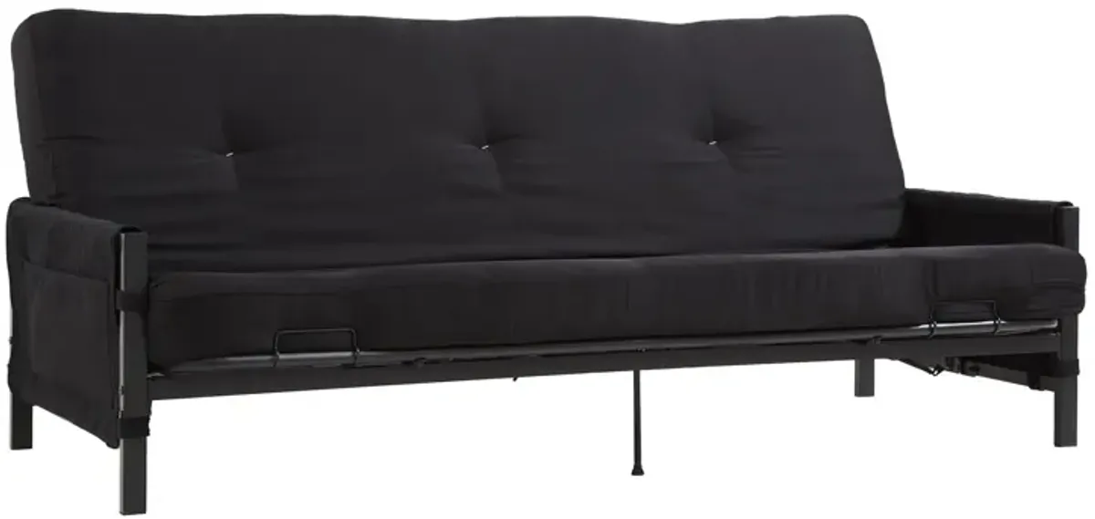 Fairview Metal and Storage Arm Futon with 6 Inch Mattress