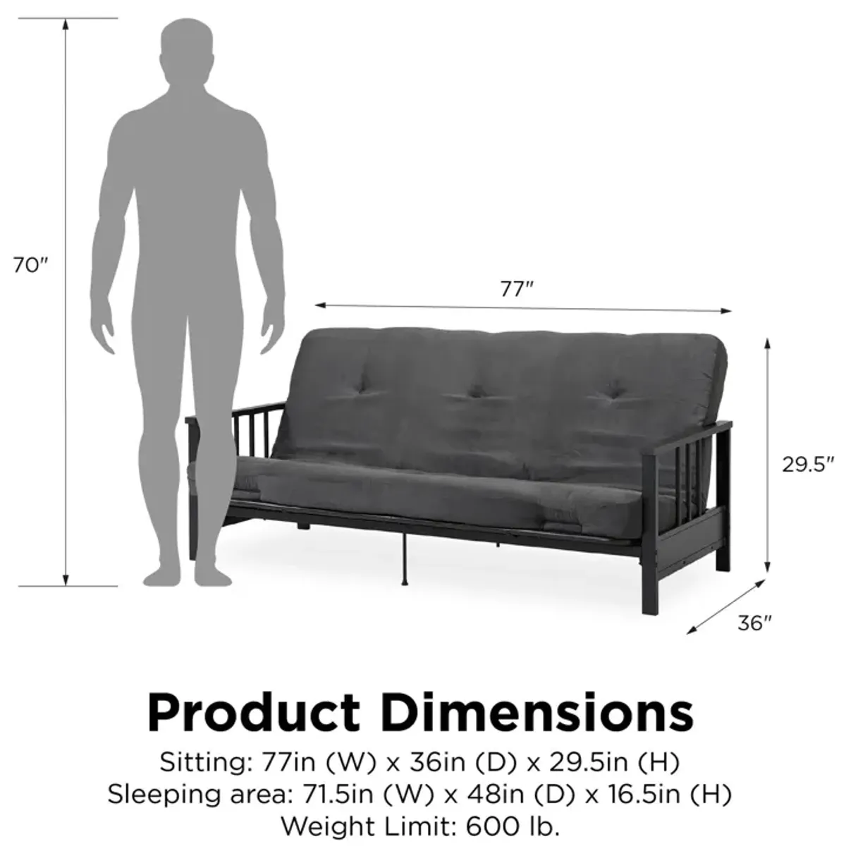 Harlow Metal Arm Full Size Futon