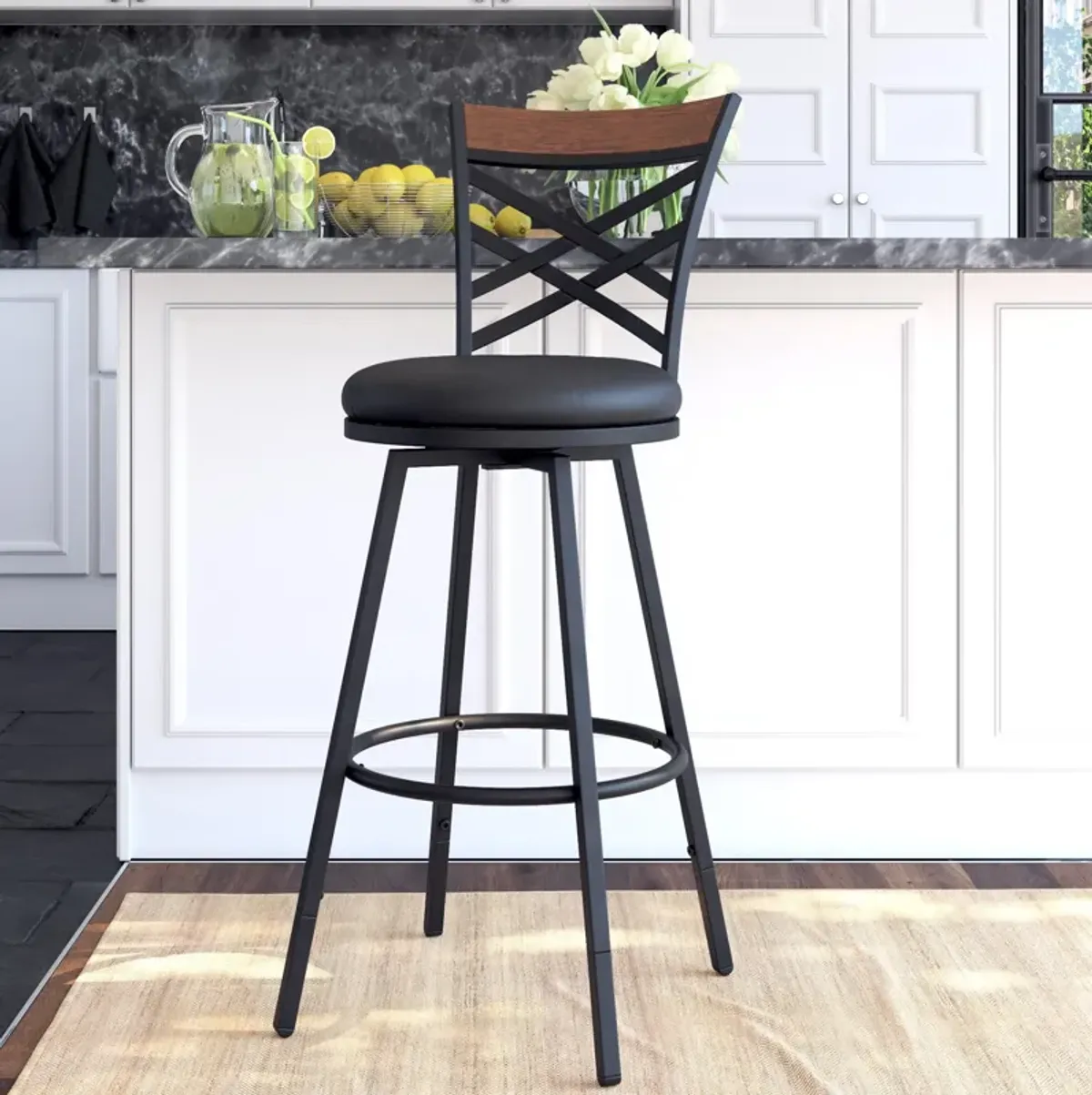 Lesley Upholstered Seat Swivel Barstool