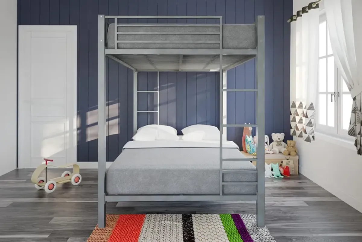 Full over Full Bunk Bed with Sturdy Metal Frame and Simple Design