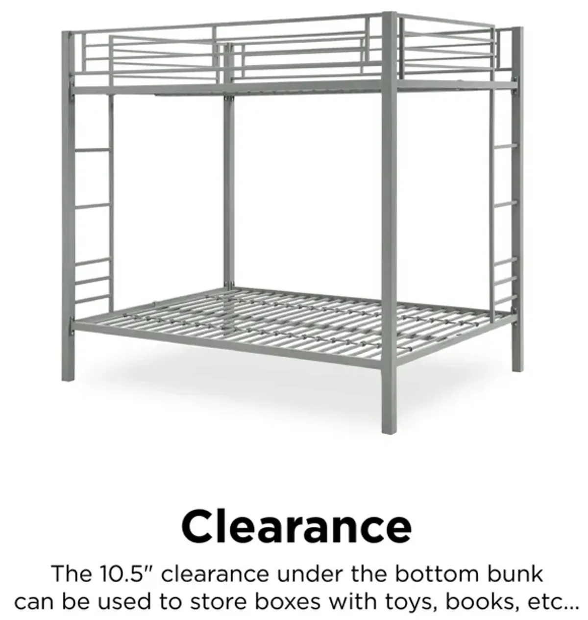 Full over Full Bunk Bed with Sturdy Metal Frame and Simple Design