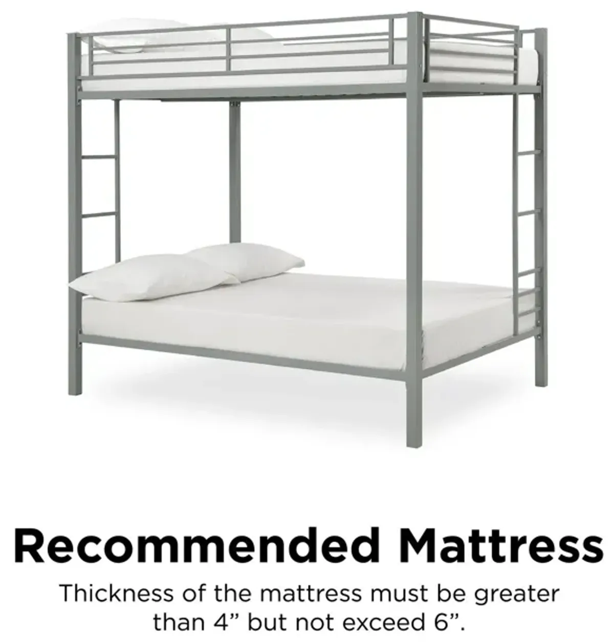 Full over Full Bunk Bed with Sturdy Metal Frame and Simple Design