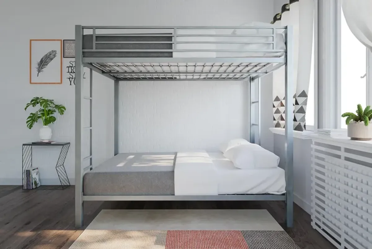 Full over Full Bunk Bed with Sturdy Metal Frame and Simple Design