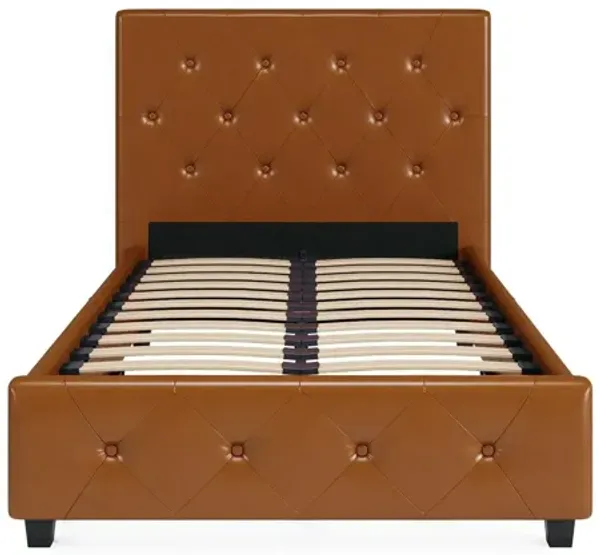 Dakota Upholstered Platform Bed With Diamond Button Tufted Heaboard
