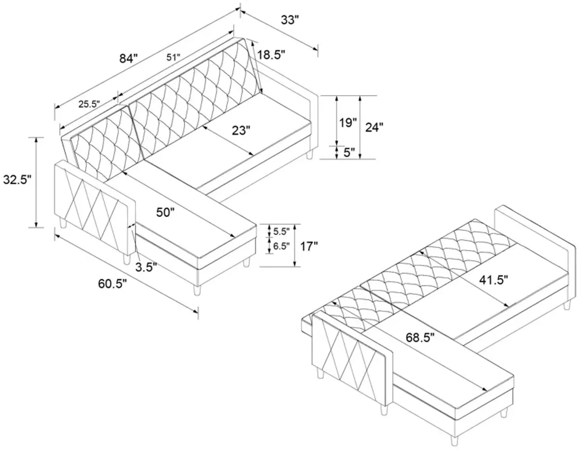 Liberty Reversible Sectional/Futon with Storage