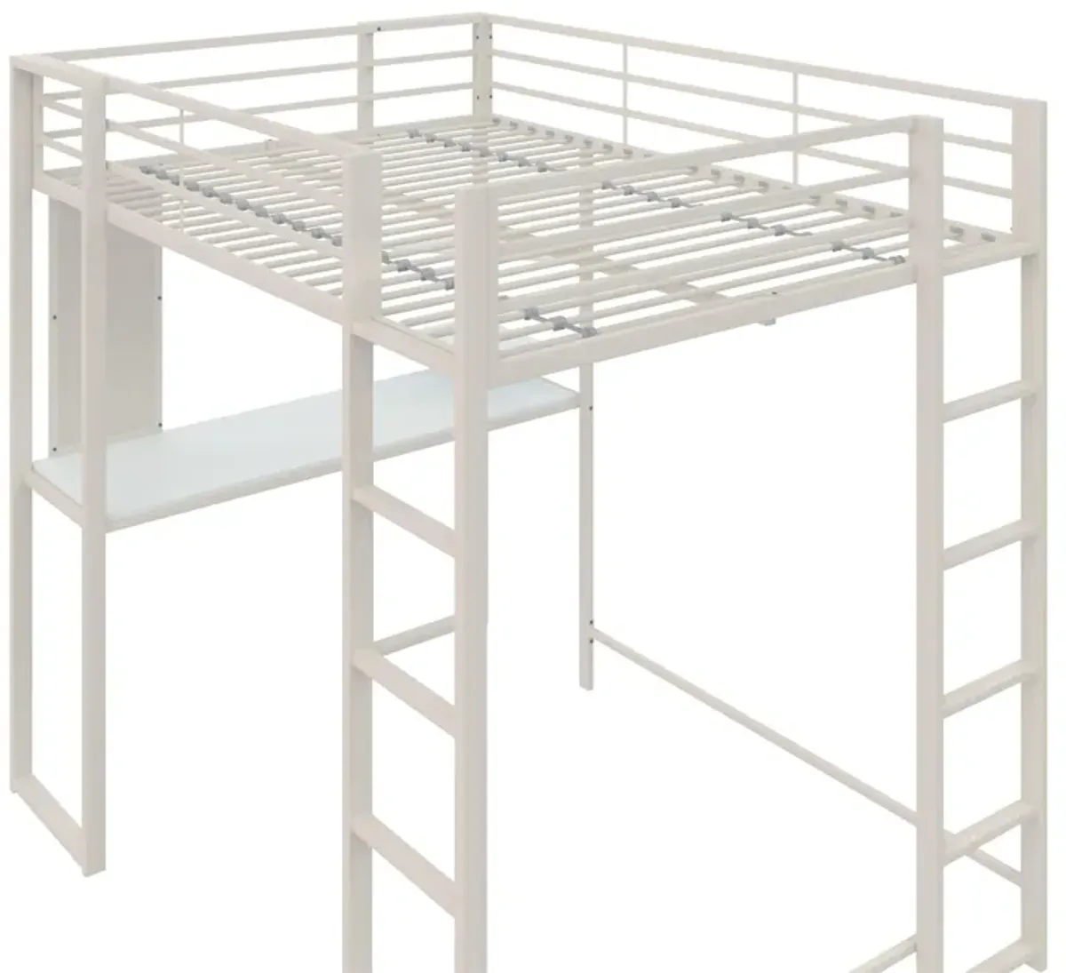 Abode Metal Loft Bed with Built in Desk and Storage Space