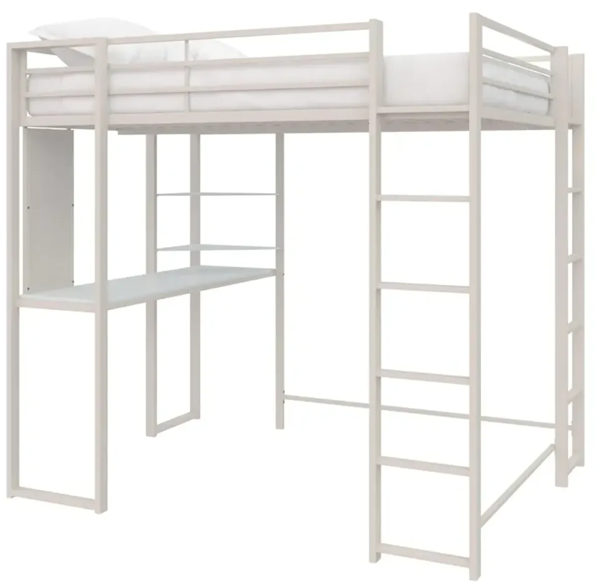 Abode Metal Loft Bed with Built in Desk and Storage Space