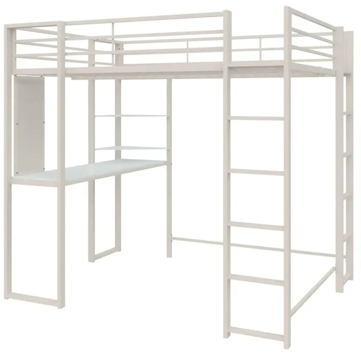 Abode Metal Loft Bed with Built in Desk and Storage Space