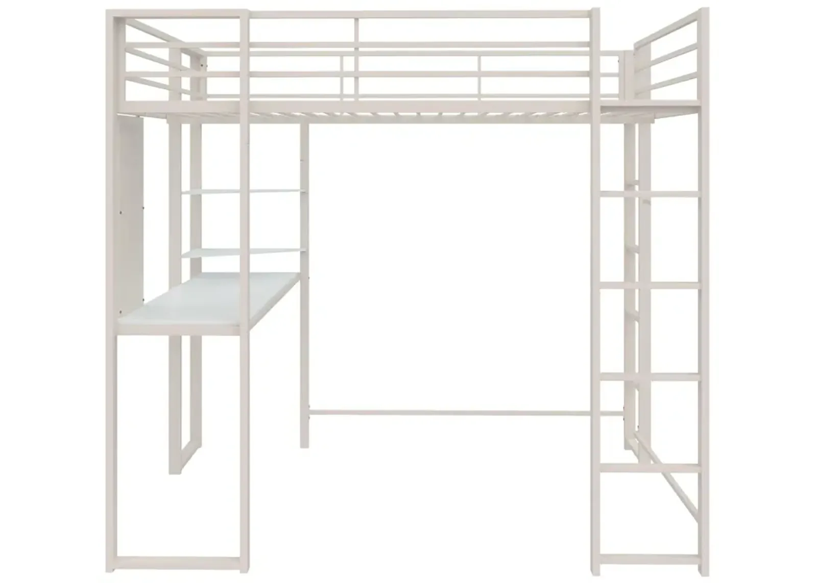 Abode Metal Loft Bed with Built in Desk and Storage Space