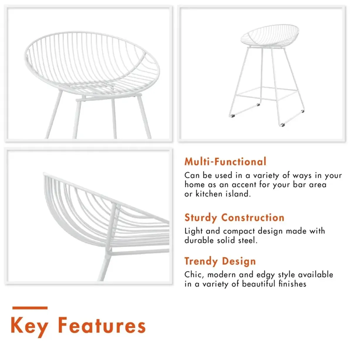 Ellis Wire Counter Height Bar Stool