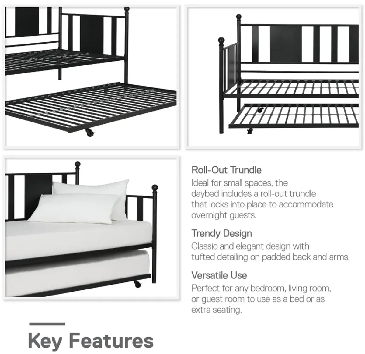 Langham Metal Daybed and Trundle Set