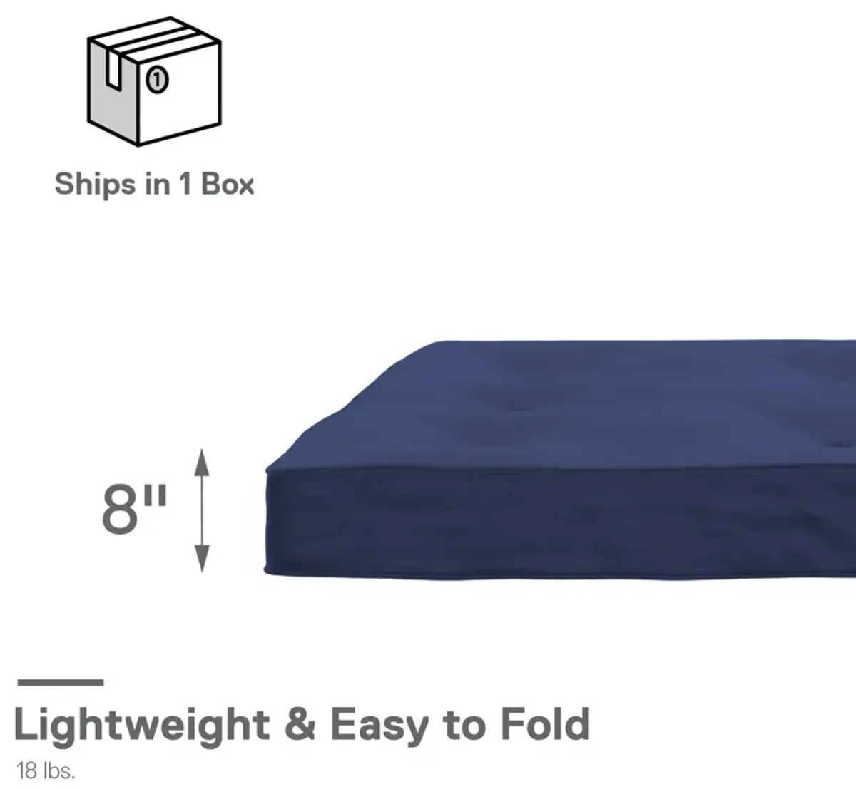 Callen 8 Inch Full Size Poly Filled Futon Mattress