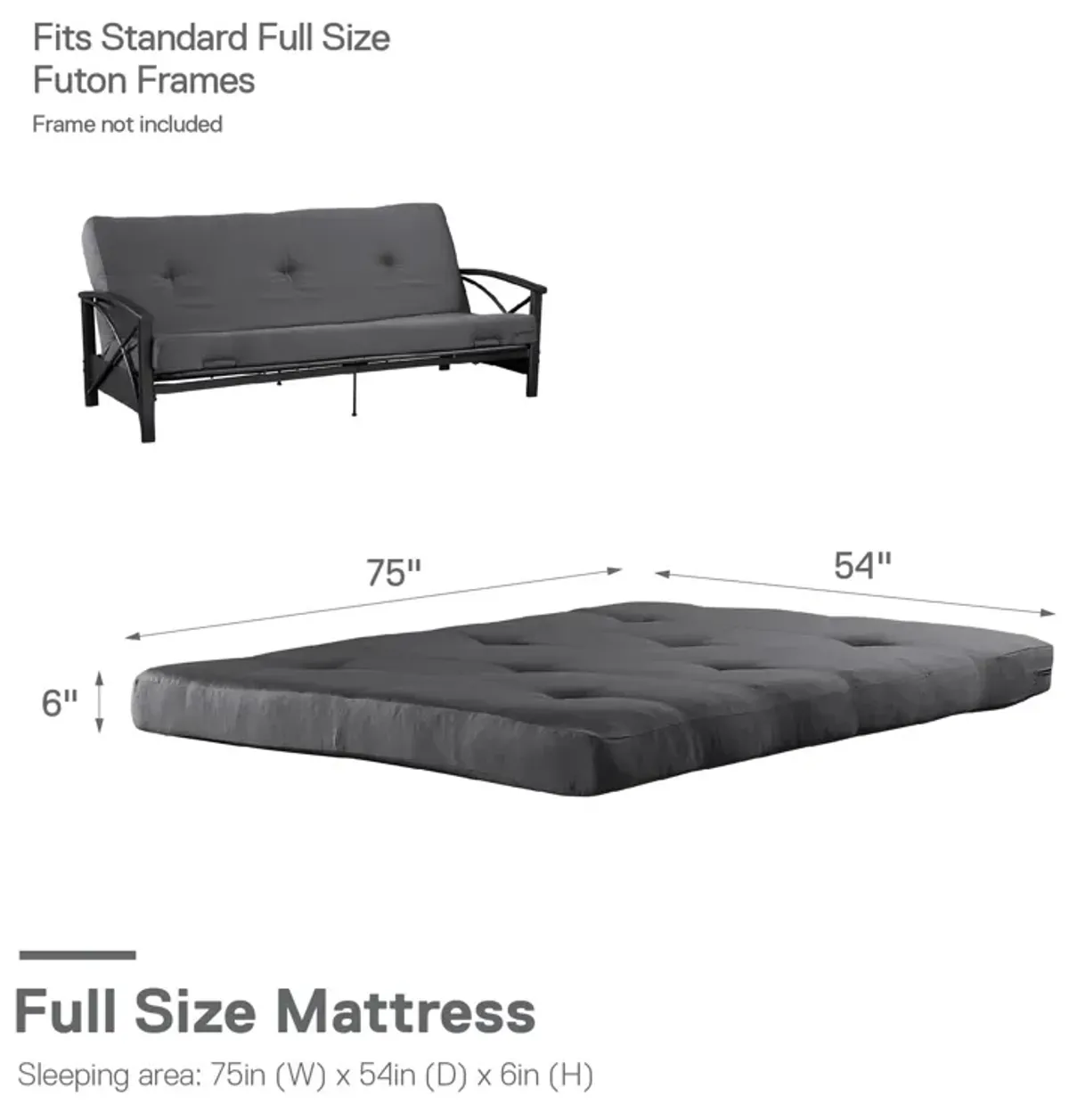 Caden 6 Inch Full Size Poly Filled Futon Mattress