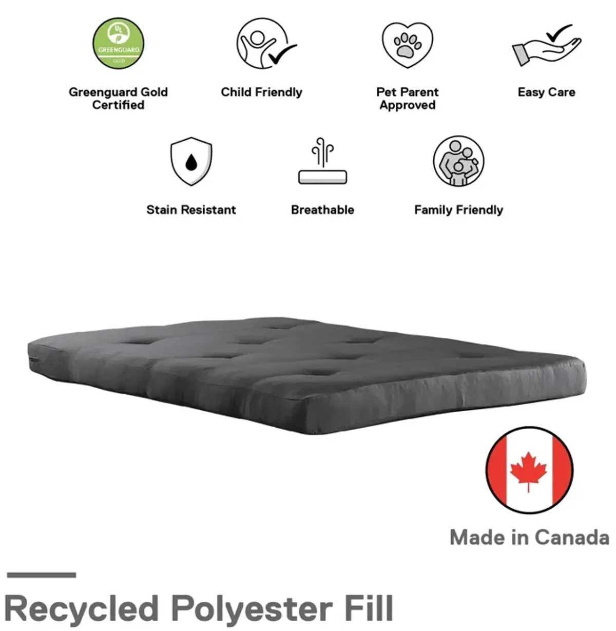 Caden 6 Inch Full Size Poly Filled Futon Mattress