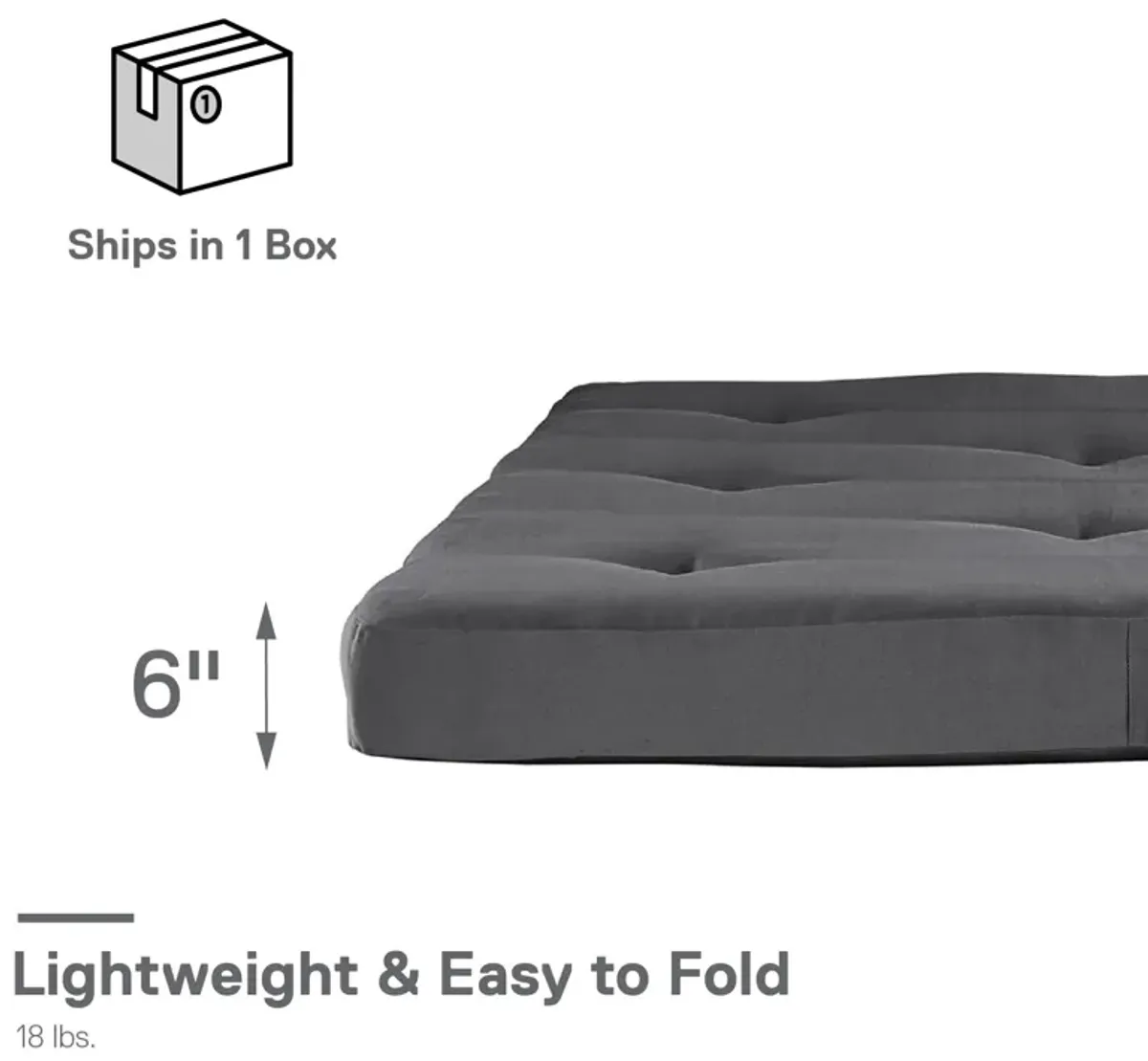 Caden 6 Inch Full Size Poly Filled Futon Mattress