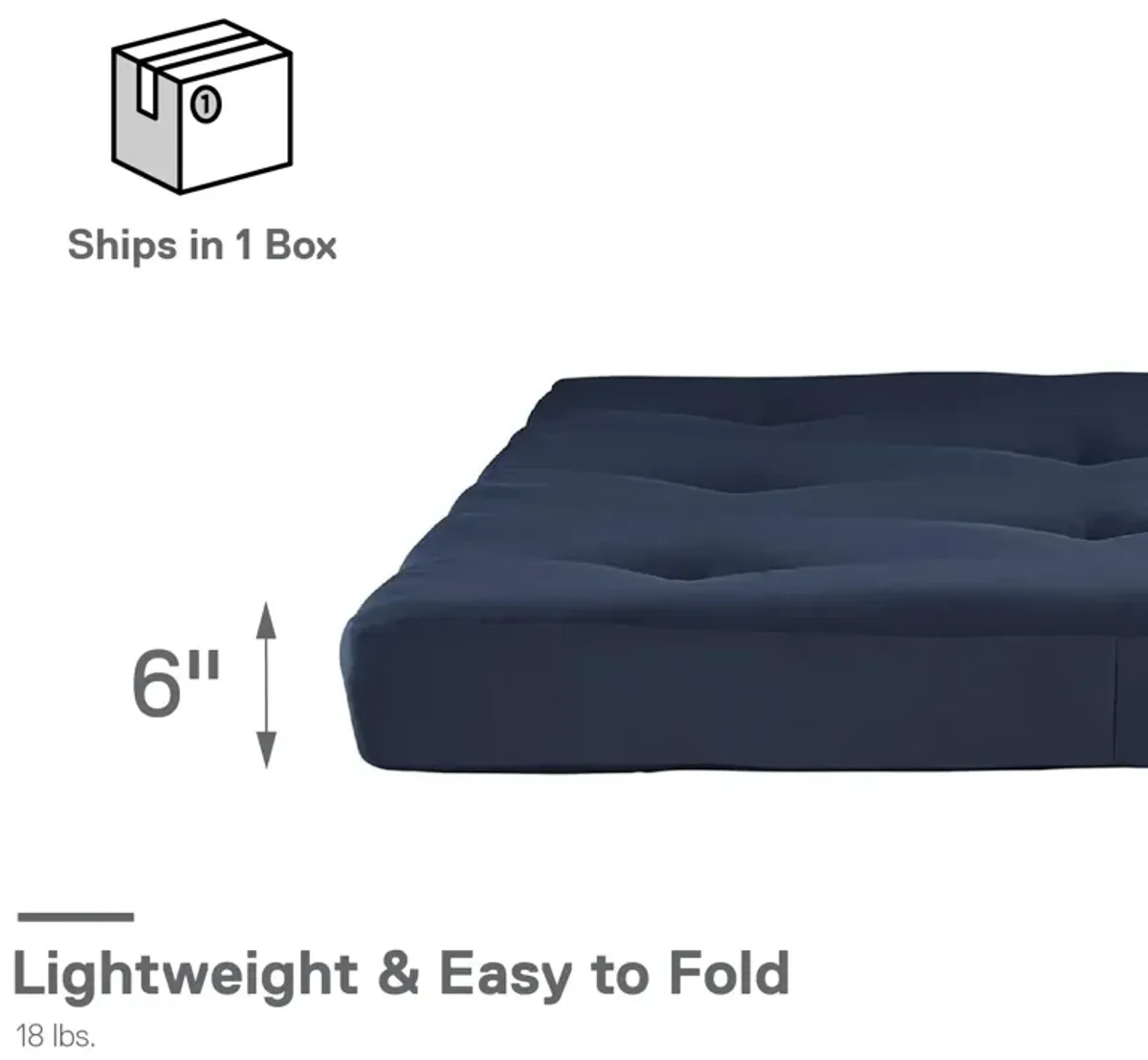 Caden 6 Inch Full Size Poly Filled Futon Mattress