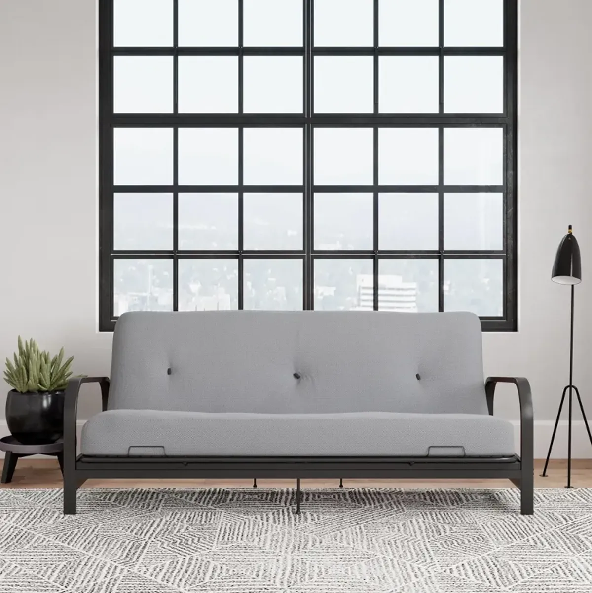 Cleo Black Metal Arm Full Size Futon Frame