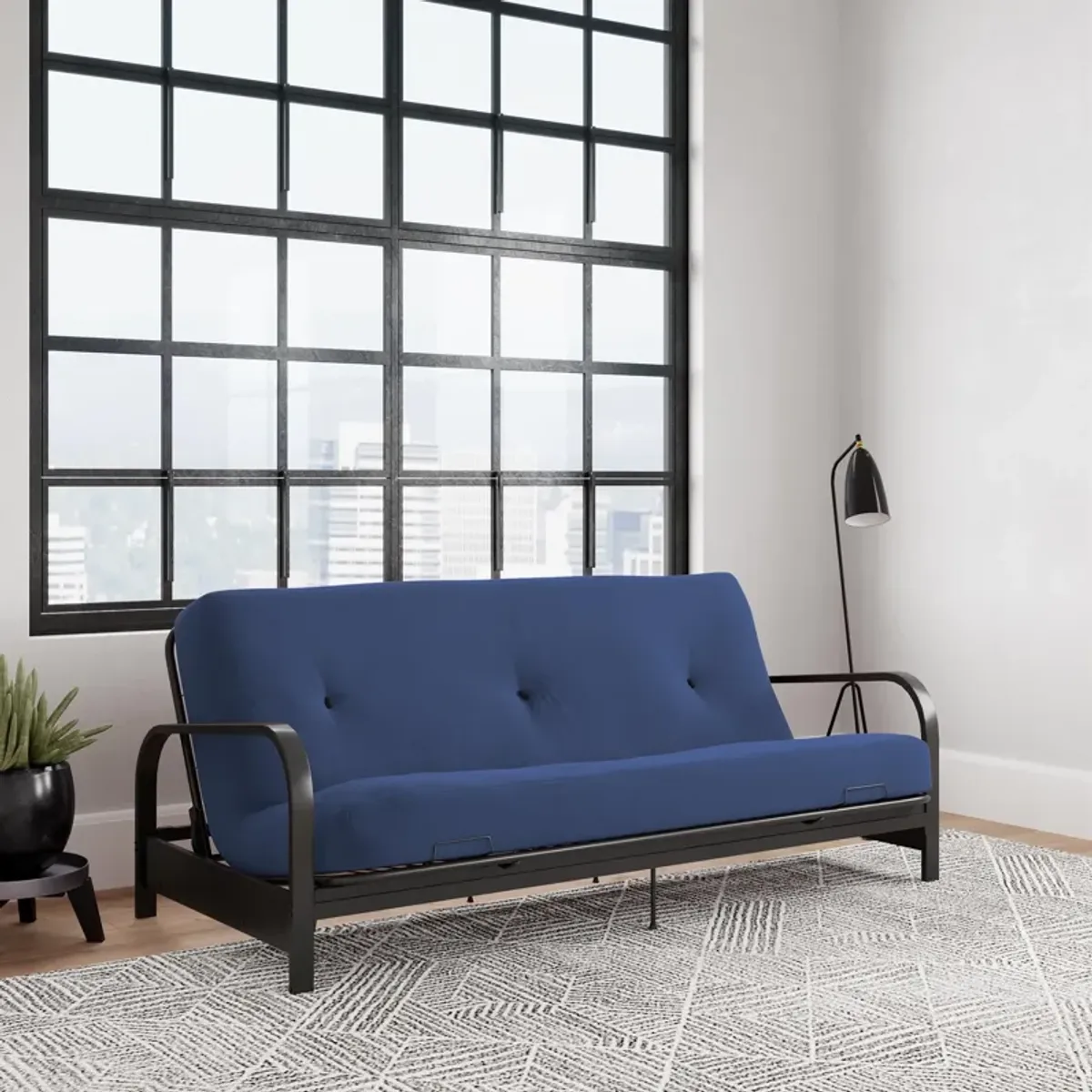 Cleo Black Metal Arm Full Size Futon Frame