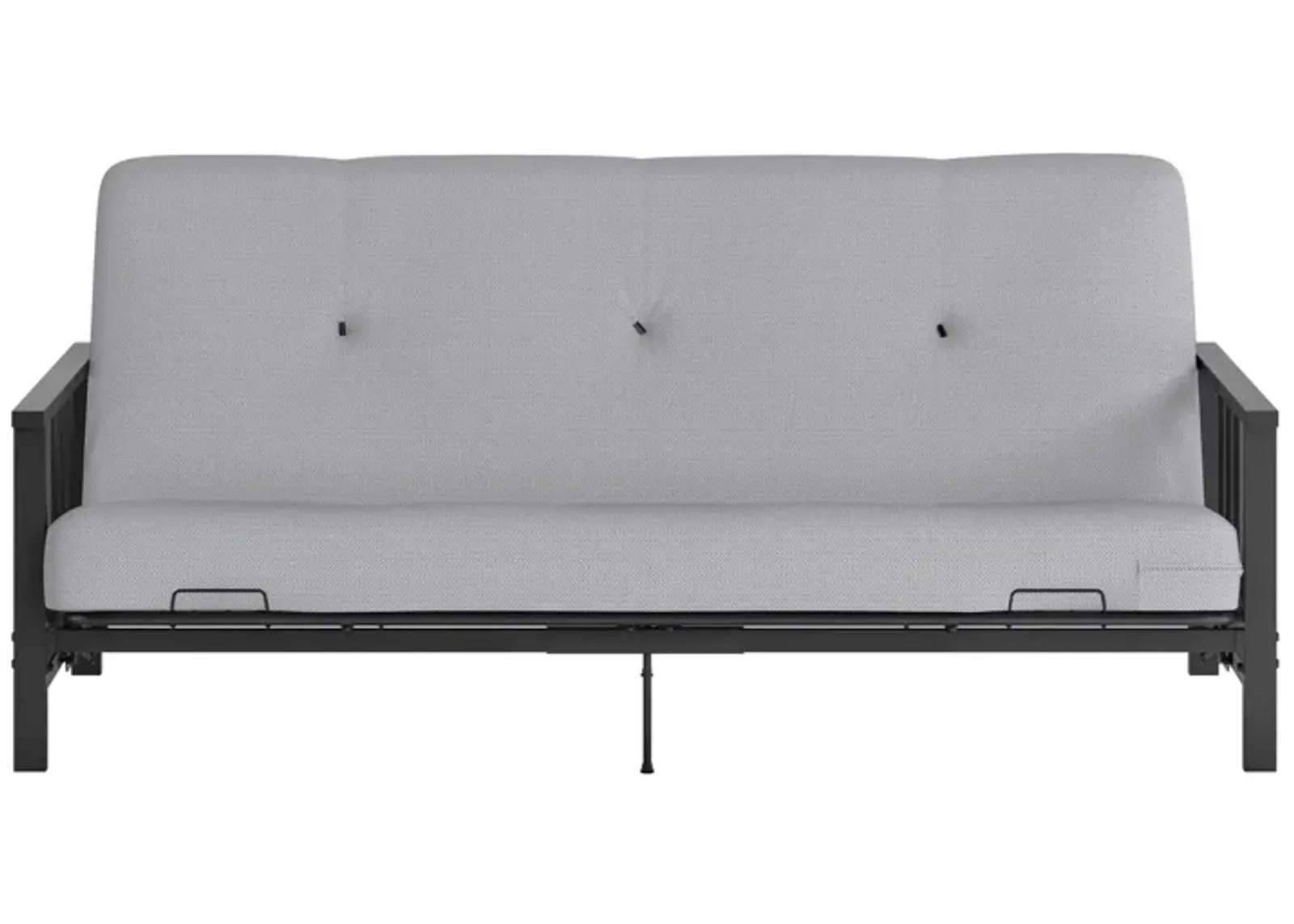 Harlow Full Metal Arm Futon with 6 Inch Thermobonded High Density Polyester Fill Futon Mattress