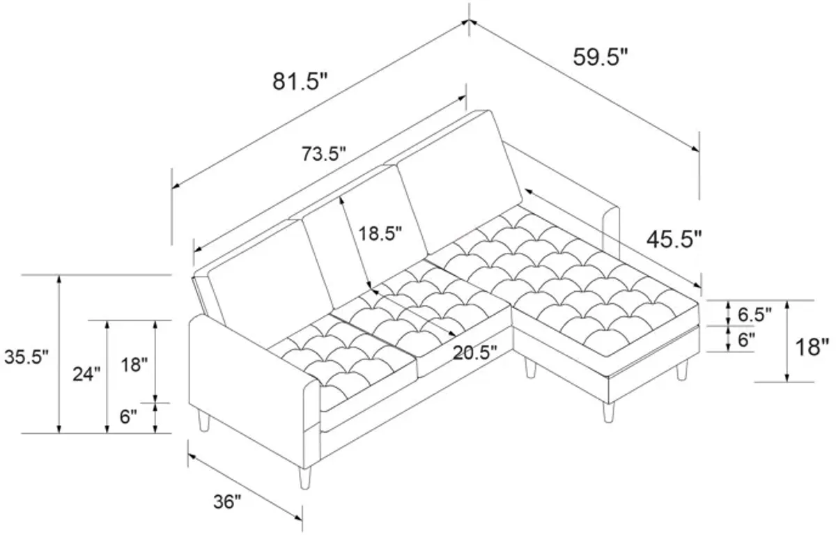 Strummer Reversible Sectional Sofa Couch