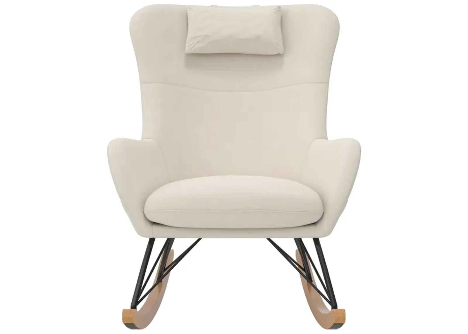 Robbie Rocker Accent Chair with Storage Pockets and Matching Pillow Headrest