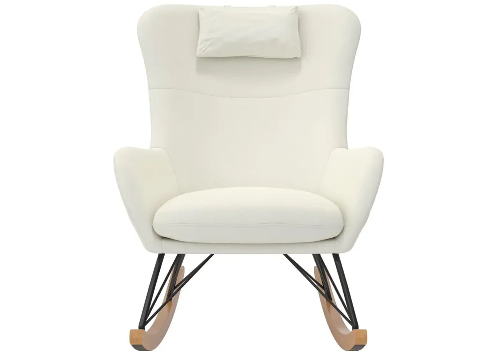 Robbie Rocker Accent Chair with Storage Pockets and Matching Pillow Headrest