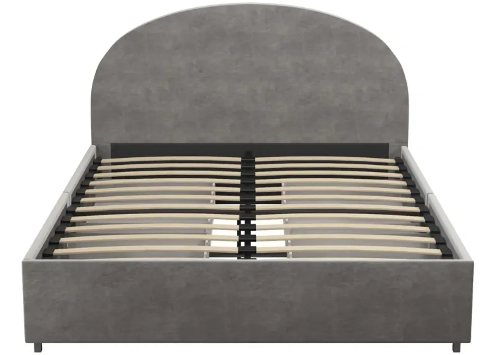 Moon Upholstered Bed with Rounded Headboard and 4 Storage Drawers