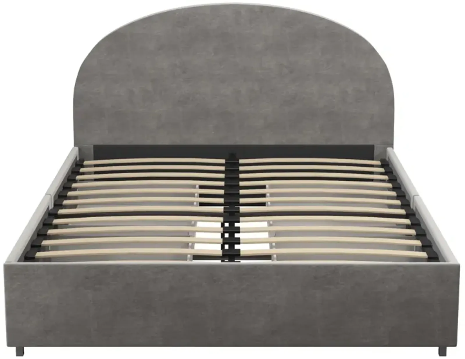 Moon Upholstered Bed with Rounded Headboard and 4 Storage Drawers