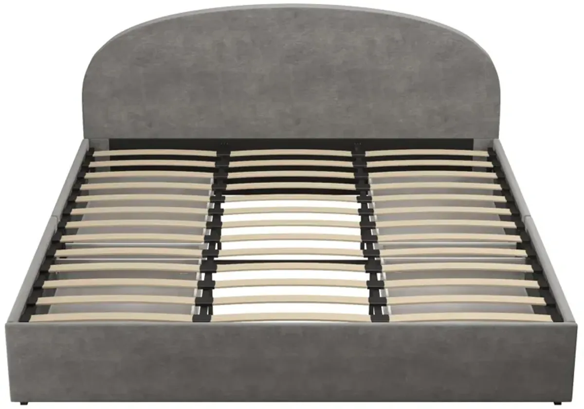 Moon Upholstered Bed with Rounded Headboard and 4 Storage Drawers