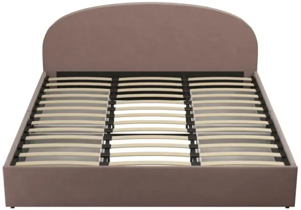 Moon Upholstered Bed with Rounded Headboard and 4 Storage Drawers