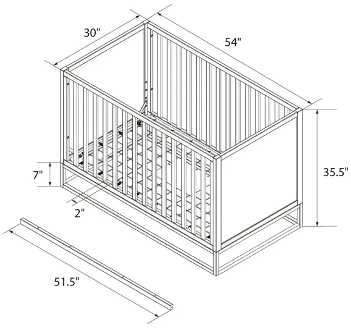 Haven 3 in 1 Wood Crib with Metal Base