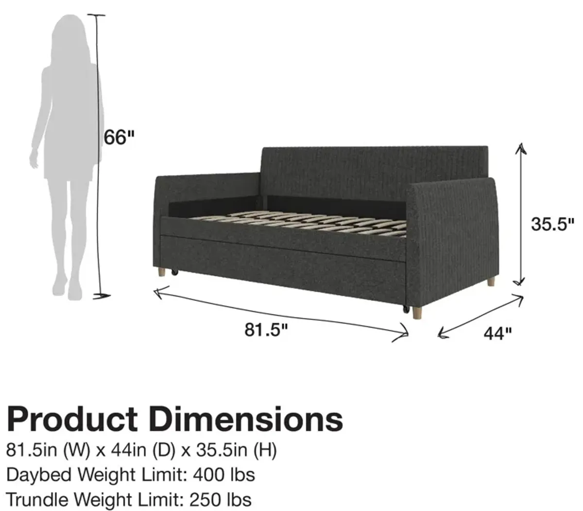 Daphne Upholstered Daybed with Trundle