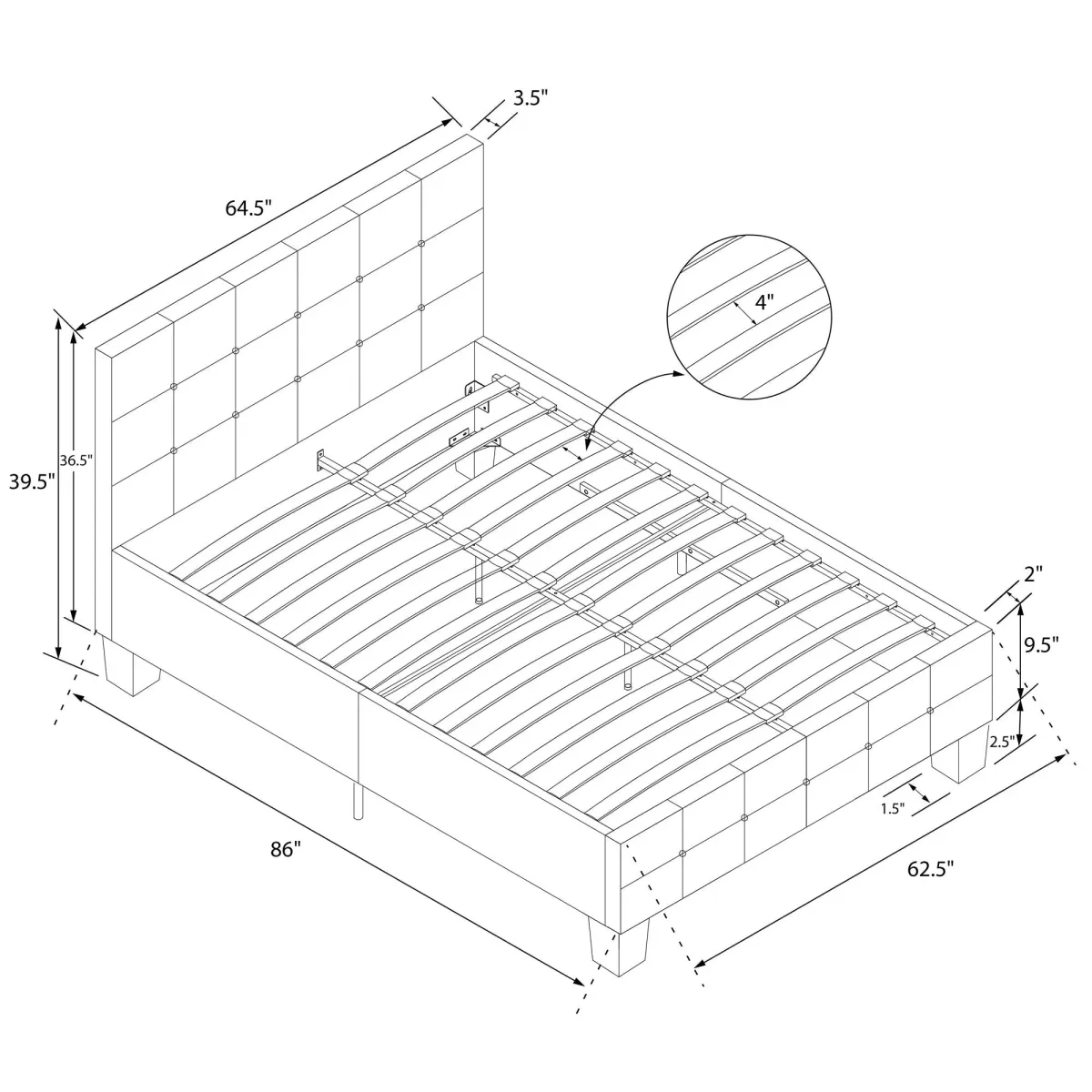 Rose Upholstered Bed with Button Tufted Detail