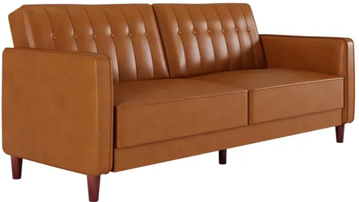 Pin Tufted Transitional Futon with Vertical Stitching and Button Tufting