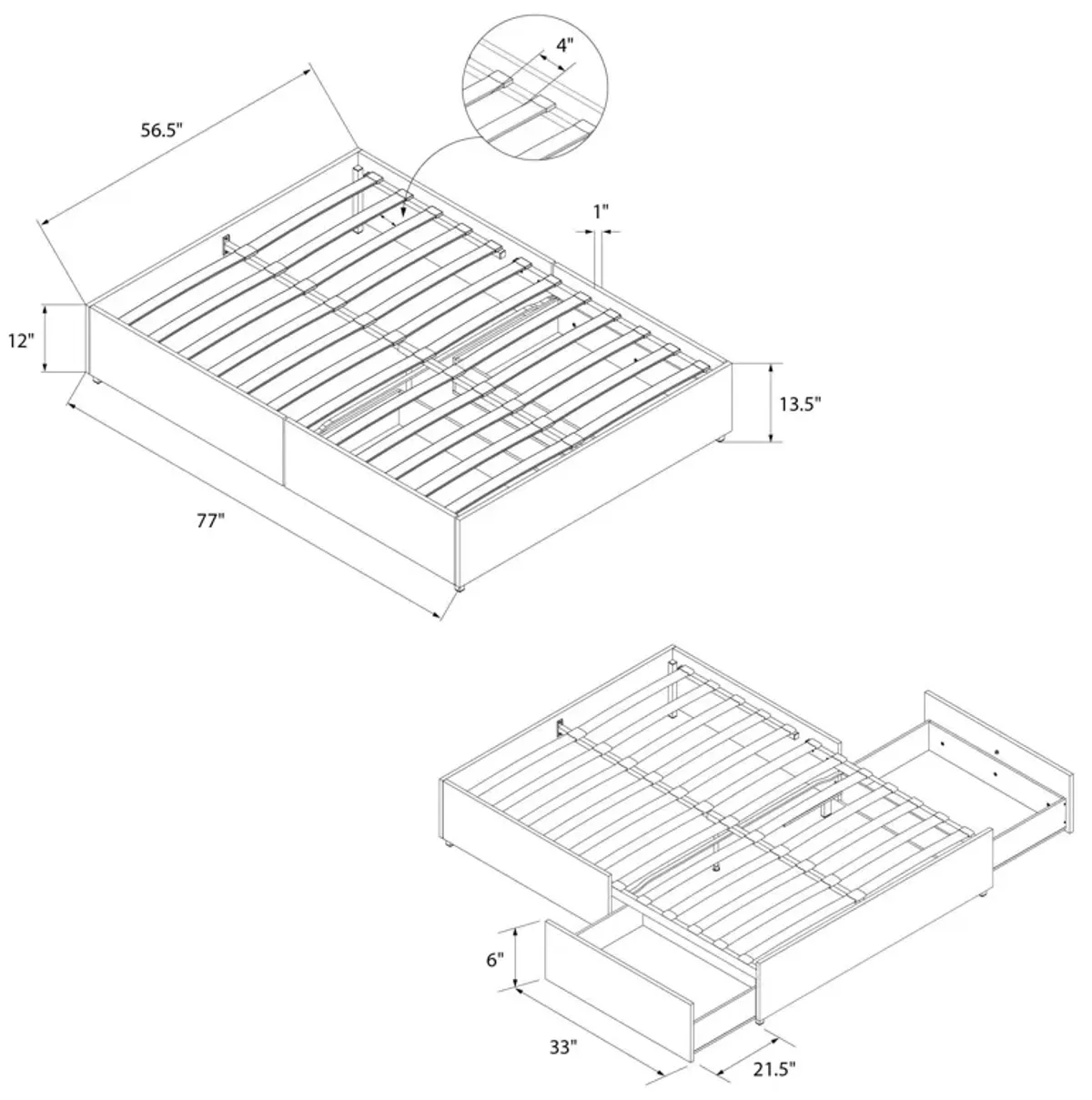 Maven Platform Bed with 2 Storage Drawers