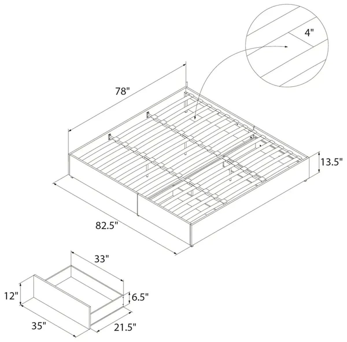 Maven Platform Bed with 2 Storage Drawers