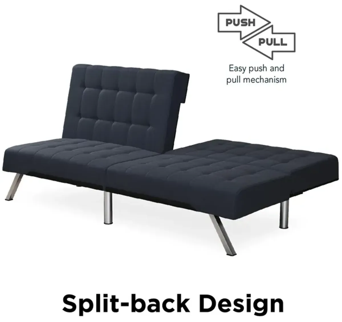 Emily Split-Back Upholstered 2 Seat Convertible Futon