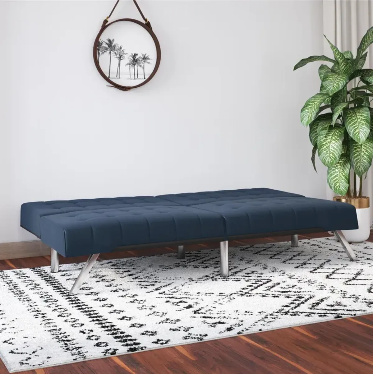 Emily Split-Back Upholstered 2 Seat Convertible Futon