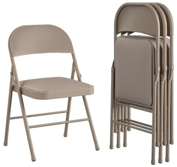 Premium Fabric Padded Seat Metal Folding Chair, Set of 4