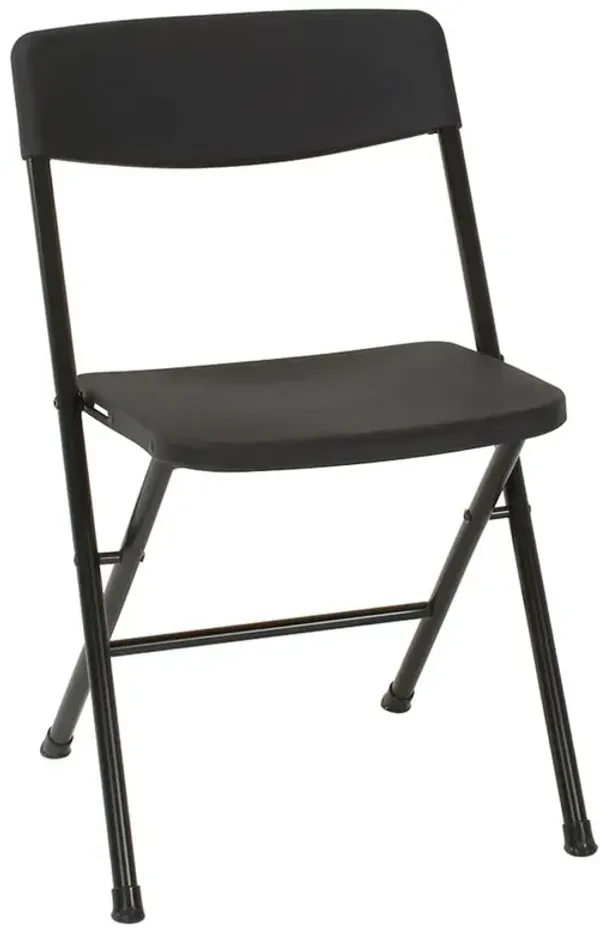 Resin Folding Chair with Steel Frame and Molded Seat and Back, Set of 4