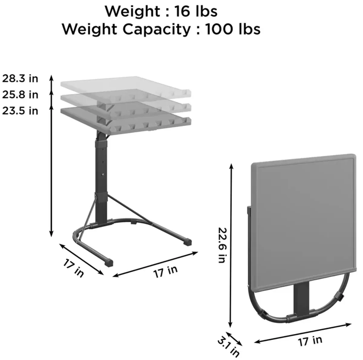 Multi-Functional Adjustable Height Personal Folding Activity Table
